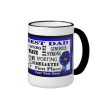 Word Collage World Best Dad Blue Ribbon Coffee Mug mugs
