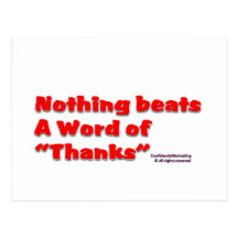 word of thanks post card