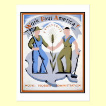 Work Pays America WPA Poster postcards