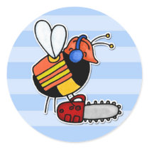 worker bee - lumberjack round sticker