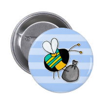 worker bee - sanitation worker pinback button
