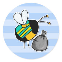 worker bee - sanitation worker round stickers