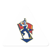 Worker With Sledge Hammer And Flag Retro Stickers