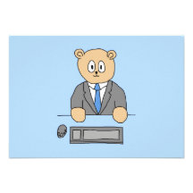 Works in an Office. Blue Tie. Custom Invites