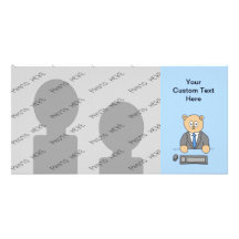 Works in an Office. Blue Tie. Photo Card Template