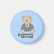Works in an Office. Blue Tie. Refrigerator Magnet