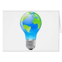 World globe light bulb concept greeting card