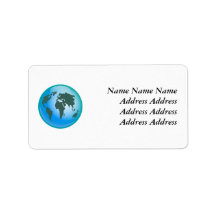 World Globe, Personalized Address Label