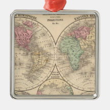 World hemispheres  Map by Mitchell Christmas Tree Ornament