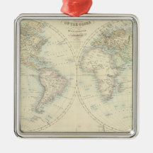 World in Hemispheres Christmas Tree Ornaments