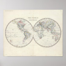 World in hemispheres print