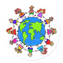 World Kids Round Stickers