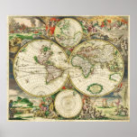 World Map in 1689 by Gerard van Schagen Posters