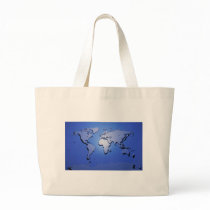 World Map in Blue Bags