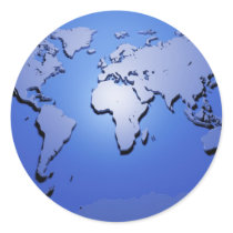 World Map in Blue Stickers