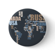 World Map in Words Pins