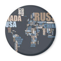 World Map in Words Fridge Magnet