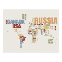 World map in words post cards