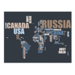 World Map in Words Postcard
