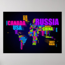 World Map in Words Posters