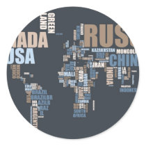 World Map in Words Stickers