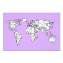 World Map ink in pink Art Photo