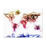 World Map Light Writing Stretched Canvas Print
