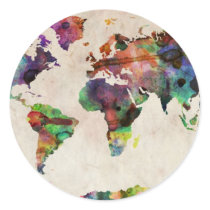 World Map Urban Watercolor Sticker