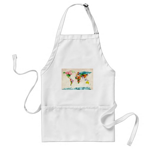 World Map Watercolors Apron