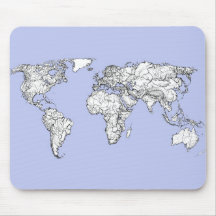 World maps in baby blue mousepad