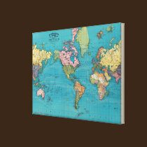 World, Mercator's Projection canvas prints