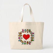 world peace cartoon illustration canvas bags