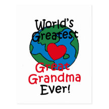 World’s Greatest Great Grandma Heart Post Card