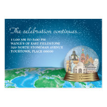 World Travel Snow Globe Bar Bat Mitzvah Reception Business Card
