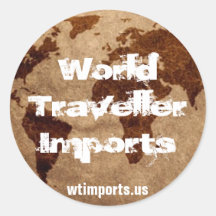 World Traveller Imports Round Sticker