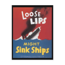 World War II Loose Lips Postcard