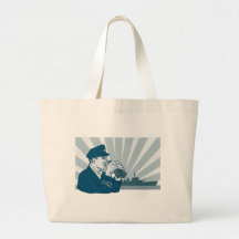 World war two navy captain sailor binoculars tote bag
