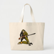 World war two soldier with rifle bayonet bag