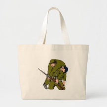 World war two soldier with rifle bayonet tote bag