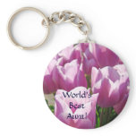 World's Best Aunt! keychain Pink Purple Dahlia