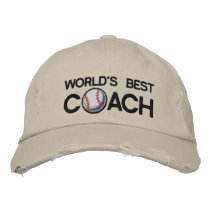 Worlds Best Baseball Coach Embroidered Baseball Caps