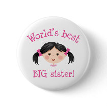 Worlds best big sister - asian girl button