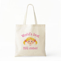 Worlds best big sister - blonde hair canvas bags