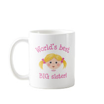 Worlds best big sister - blonde hair coffee mugs