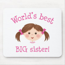 Worlds best big sister - brown hair mousepad