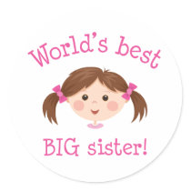 Worlds best big sister - brown hair sticker