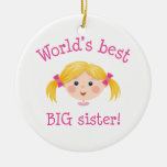 Worlds best big sister ornament - blonde girl