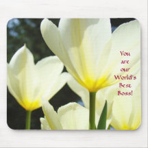 World's Best Boss! mousepad Yellow Tulips