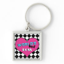 World's Best Boss - Pink Heart Keychains