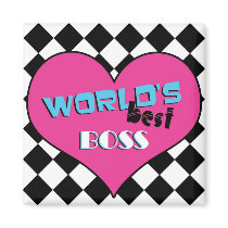 World's Best Boss - Pink Heart Magnet